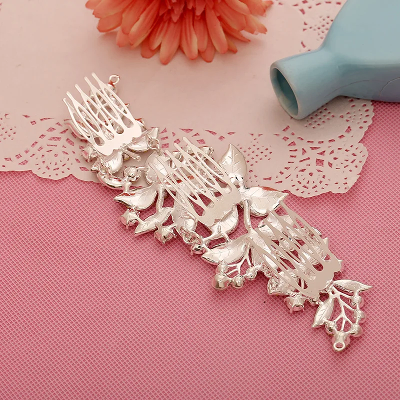 Flowers Bride Hair Accessories handmade Wedding hair jewelry Party crystal Bridal Starry Rhinestone Hair Comb Rhinestone Tiara