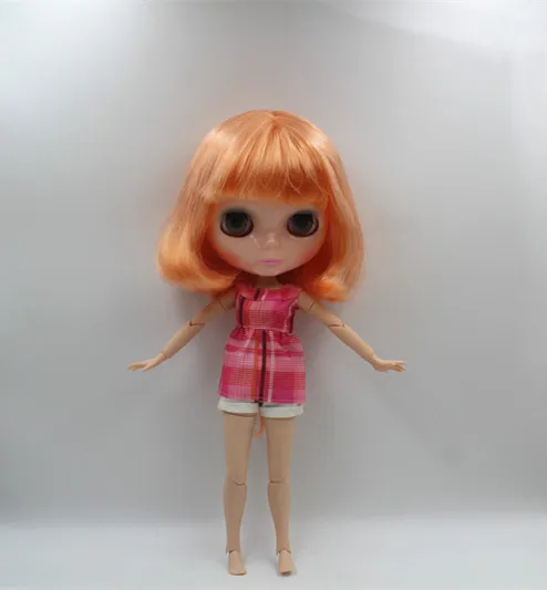 Blygirl Blyth doll Fluorescent orange bangs short hair nude doll joint body 19 joint DIY doll can change makeup