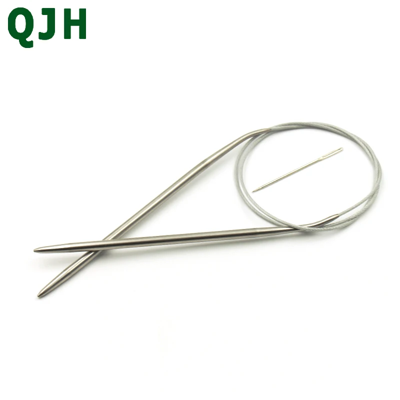 10 Size Knitting Tools Stainless Line Circular Needle Aluminium Handle Ring Needlework for Sweater 80cm Length NEEDLE