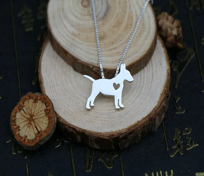 bull terrier dog necklace Lovely Pets pendant jewelry golden colors plated