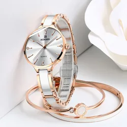 Mode Vrouwen Horloges Top Merk Luxe BINGER Ultra dunne Dames Horloge Saffier Keramische Band Waterdicht Quartz Jurk Horloge Vrouwen