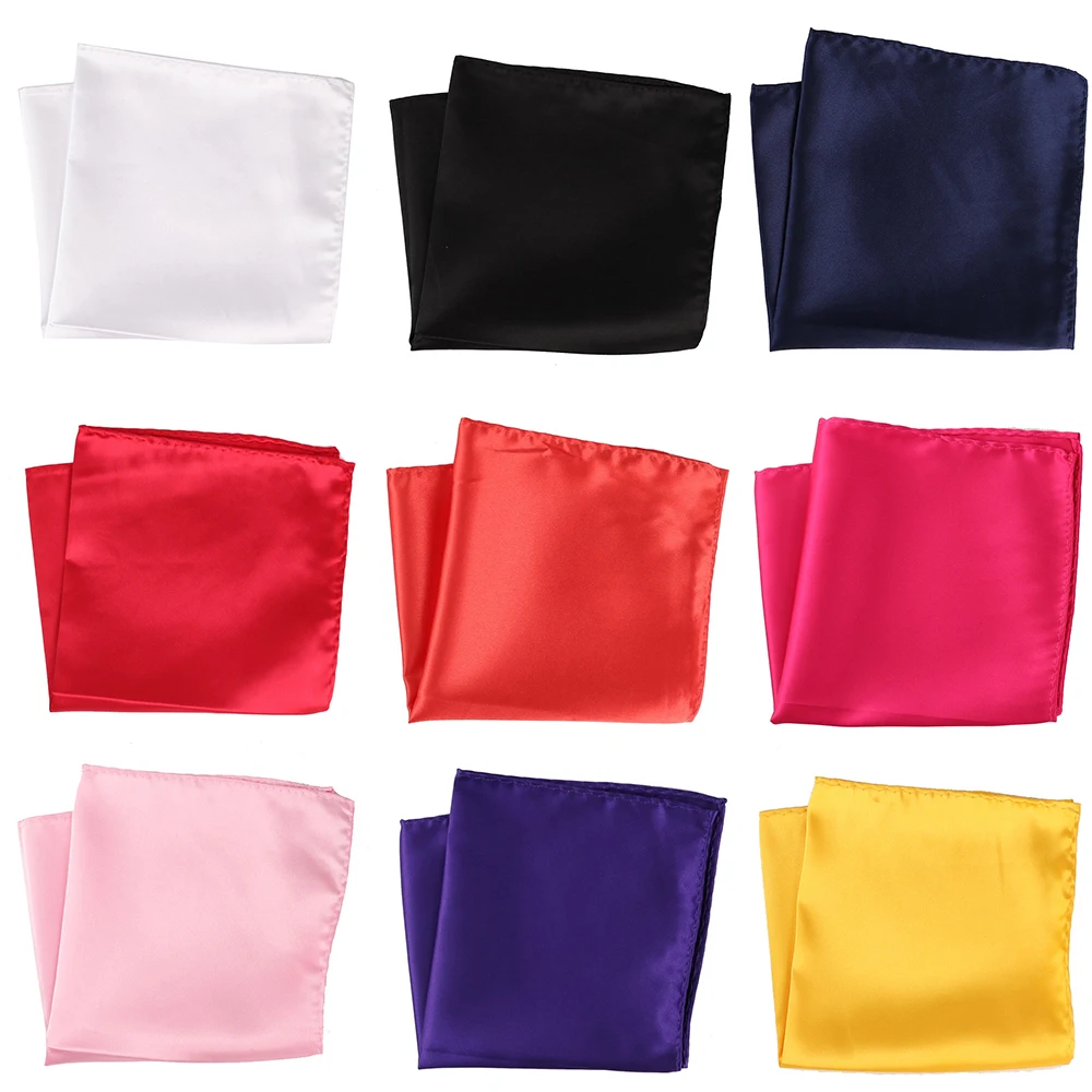 Tailor Smith 3pcs 30x30cm Solid Colors Hankerchief Pocket Squares 31 Colors Luxury Mens Silk Touch Soft Hankies Chest Towel