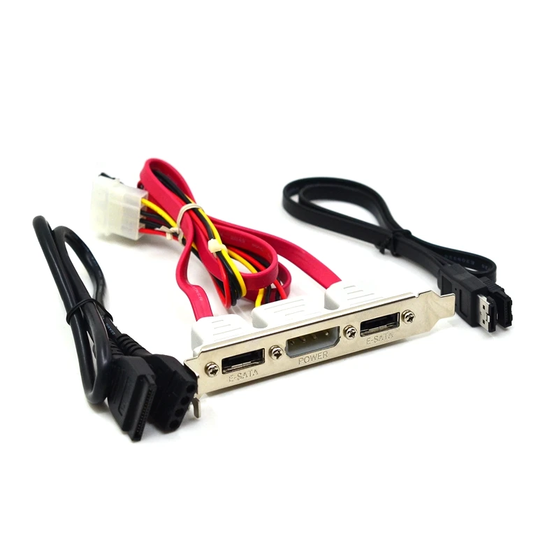 2 Ports SATA to eSATA + IDE 4 Pin Power PCI PC Computer Bracket Slot Cable 30cm 2ft External Set 3 in 1