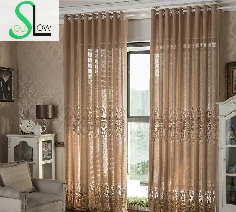 

Slow Soul Brown New Products Jacquard Curtain High Quality Pleated Curtains Cortinas Tulle For Living Room Kitchen Bedroom