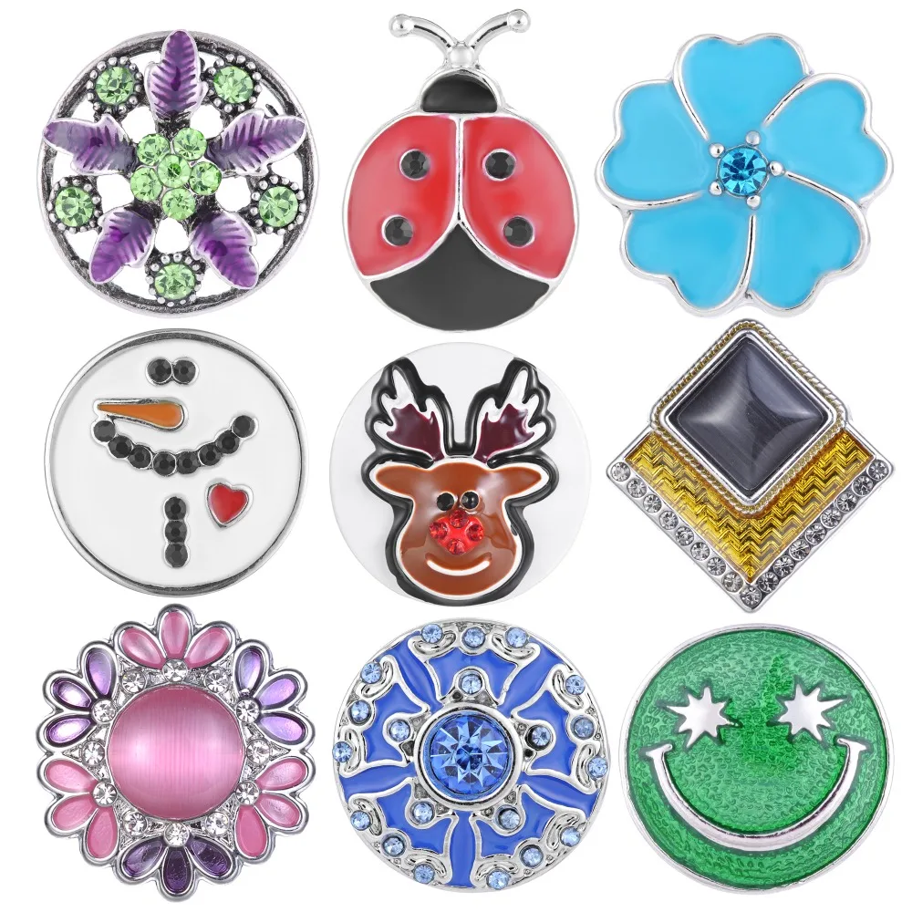 10pcs Newest Styles Special Shape Series Snaps Mix Pack 18mm  GingerSnaps Snap button Charms Snap Jewelry VN-1985