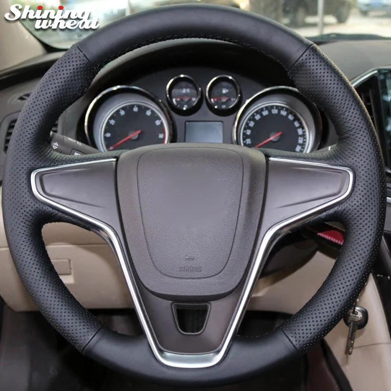 

Shining wheat Black Leather Car Steering Wheel Cover for Buick Regal Opel Insignia 2014 2015