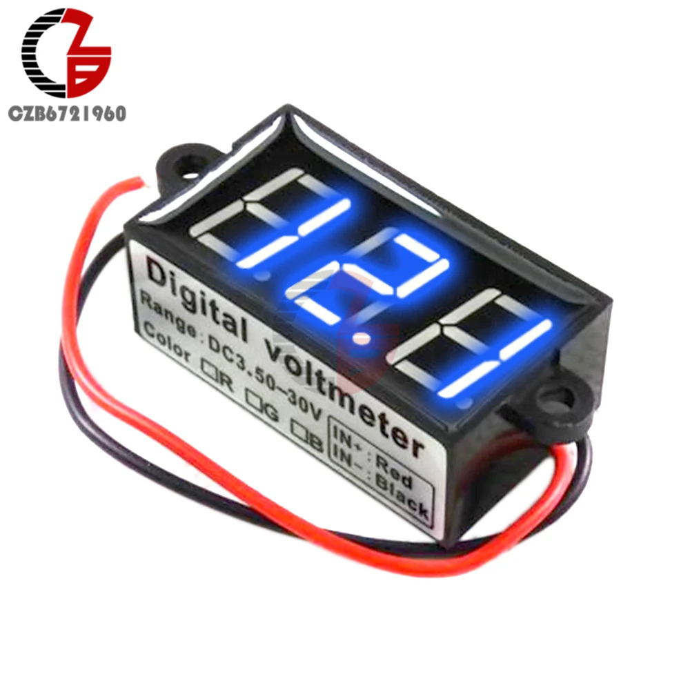 DC 3.5V-30V IP68 Waterproof LED Digital Voltmeter Voltage Meter Motorcycle Electric Bicycle Volt Tester Detector Monitor 12V 24V