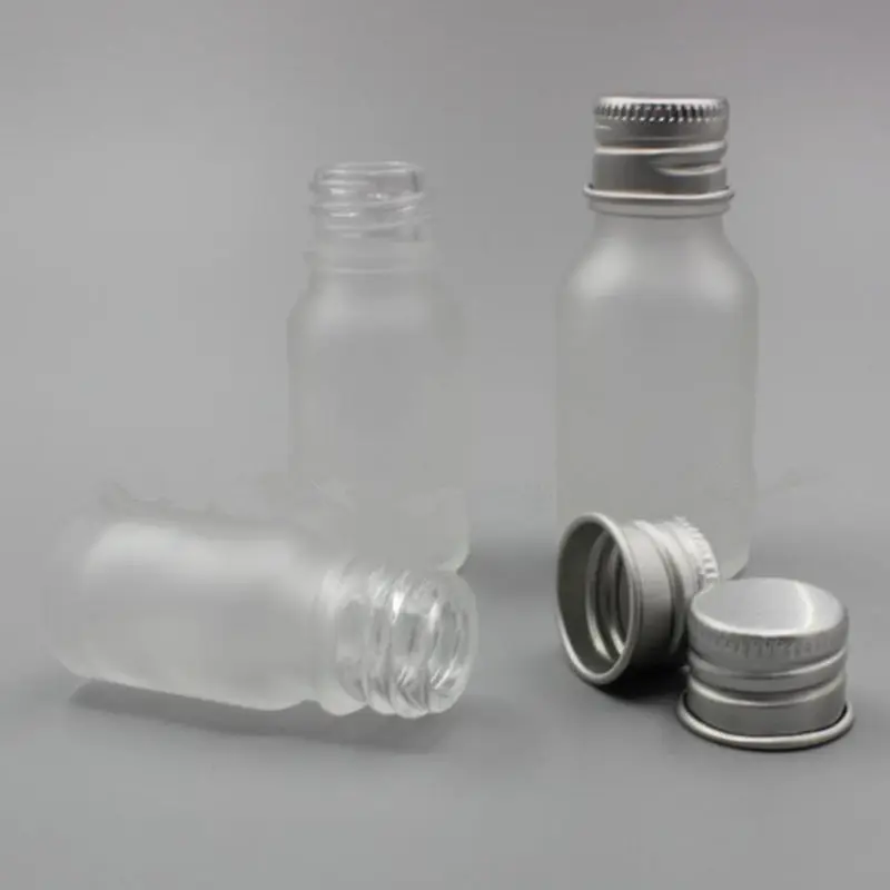 5ml 10ml Frosted Essential Oil Bottles With Silver Aluminum Cap, Empty Cosmetics Container,Refillable Glass Bottle F057