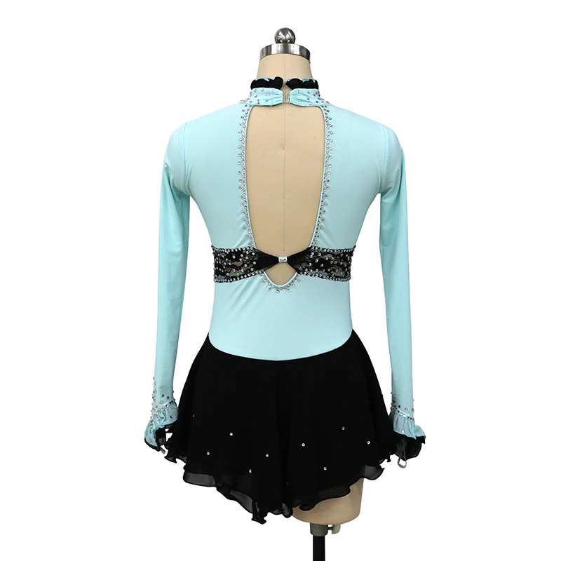 Women's Children's Rhythmic Gymnastics Performance Black Blue Lace Dress Figure Skating Competition Clothing Customization