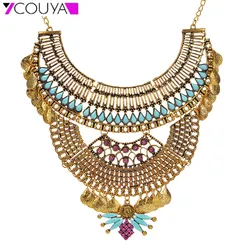 Women Retro Necklace Semi-circular Pendant Necklace Indian Jewelry Female Clothes Accessories National Style Handicrafts