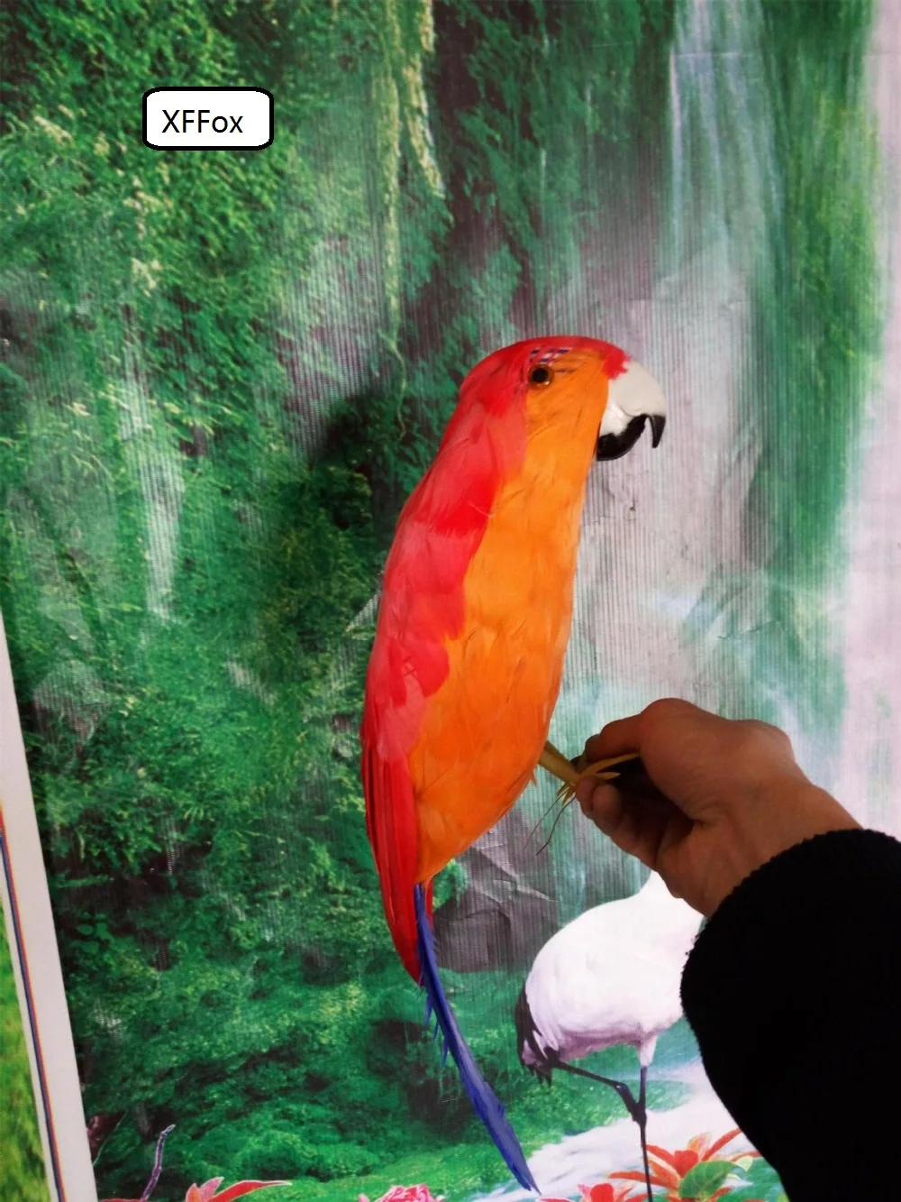 

new real life red&orange parrot model foam&feather simulation parrot bird gift about 42cm xf0228