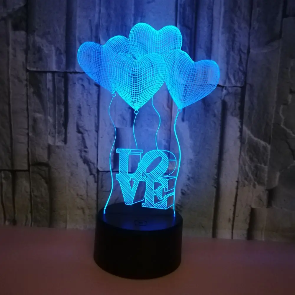 

Wholesale Four Loving Love 3d Led Colorful Night Desk Lamp Atmosphere Acrylic Small Table Lamp Foreign Trade Creative Gifts