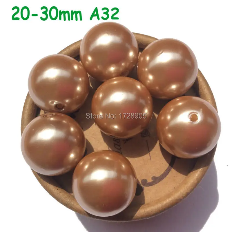 

Chunky Beads for Toddlers Brown le bijou de perle perles de Pearls 6mm to 30mm Jumbo Pearl Acrylic Spacer perla Round ABS Beads