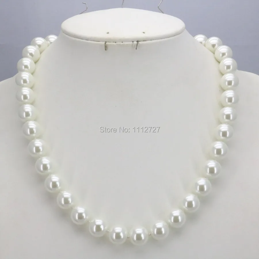 Accessories Christmas Gifts Women Girls 10mm White Glass Round Pearl Beads Necklace Jewelry Making Design Hand Made Ornaments