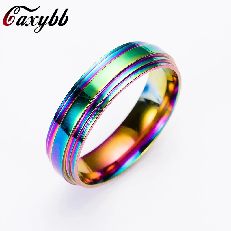 High Quality Rainbow Stainless Steel Ring for Women/Men Fashion Jewelry Accessories