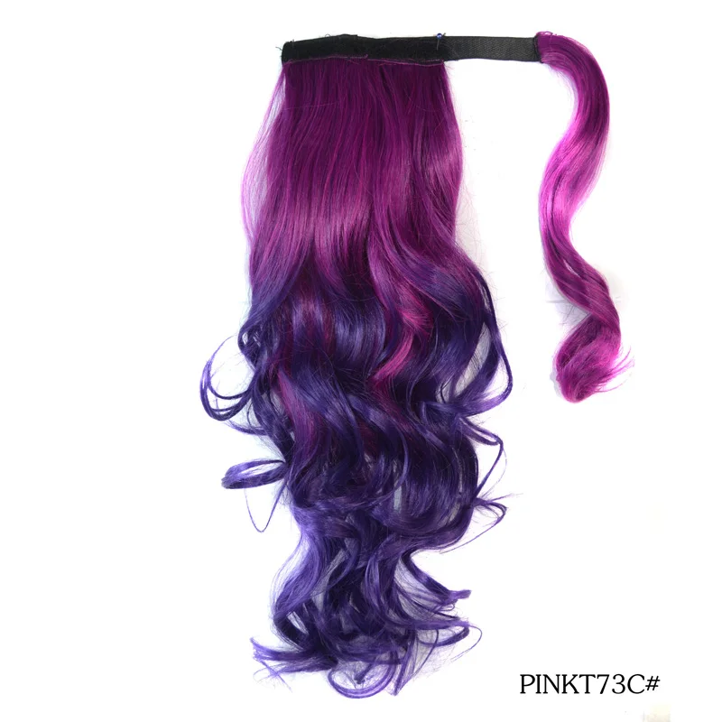 Jeedou Ponytails Wrap Around Ponytail Extension Wavy Synthetic Hair Balayage Ombre Color Messy Bohemian Style