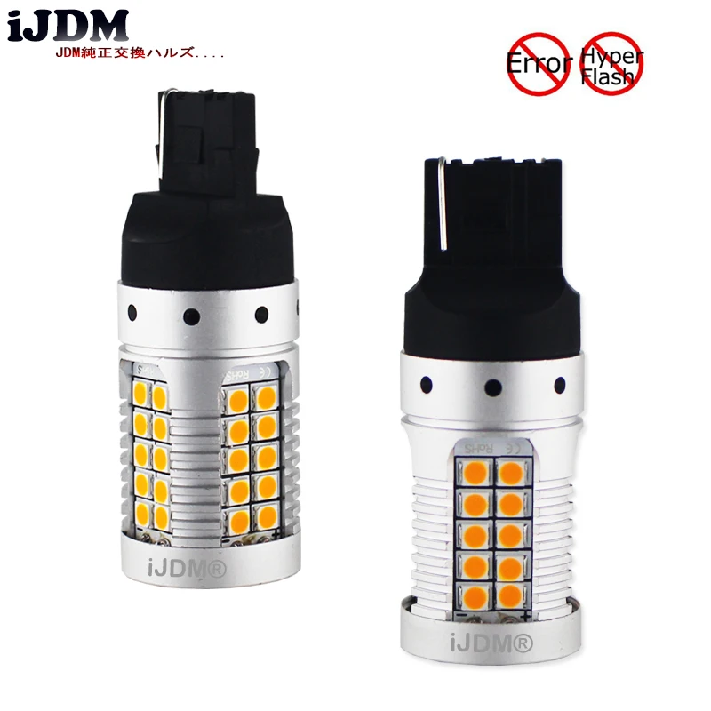 iJDM Car 7440 LED No Hyper Flash Amber Yellow 48-SMD 3030 LED T20 W21W 1156 7507 BAU15S LED Bulbs For Turn Signal Lights,Canbus