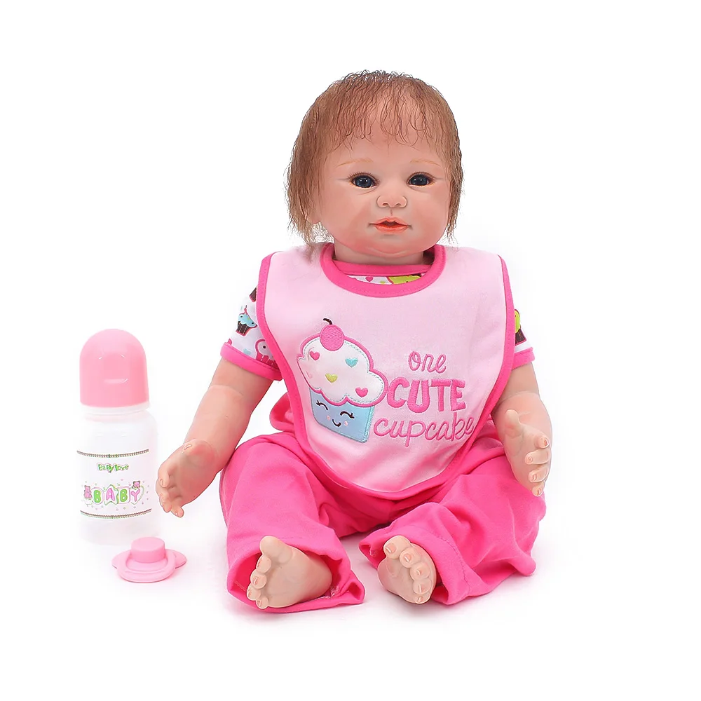 

Reborn girl baby dolls 20"48cm bebes reborn silicone baby dolls toys gift soft cloth body hair rooted newborn baby doll alive