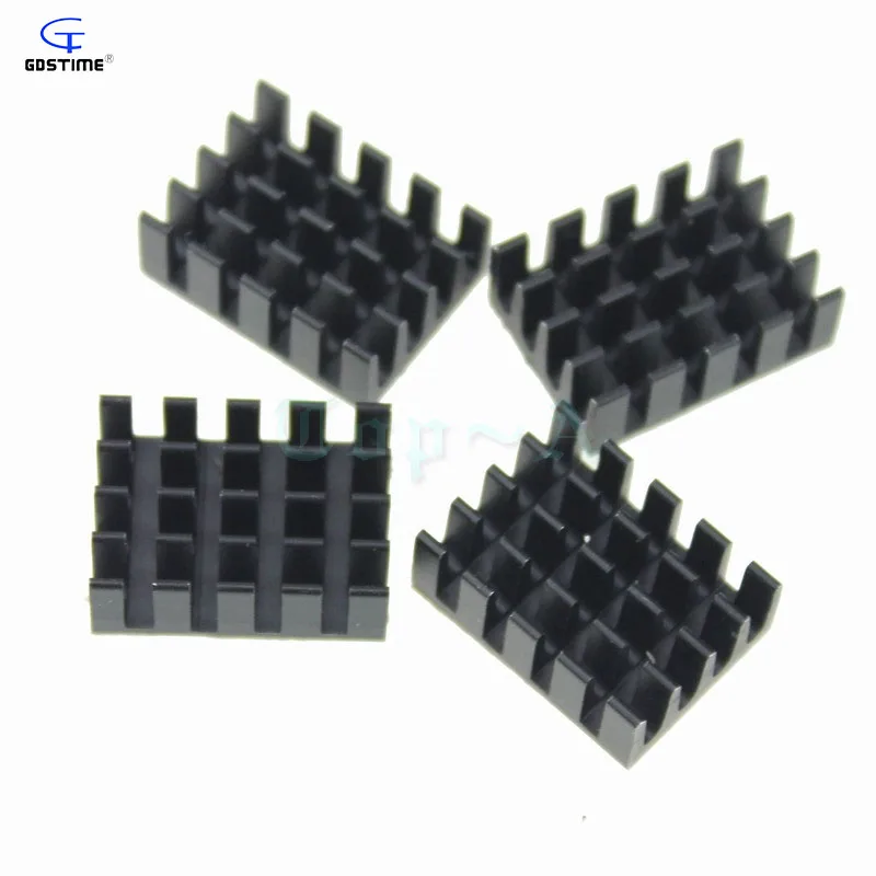 Gdstime 500 pcs Heat sink 19x14x7mm Black Router Heatsink Aluminum 19mm x 14mm x 7mm Cooling Fan for IC CHip