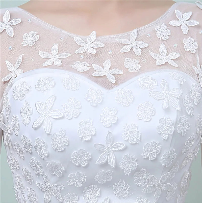 Robe De mariée en dentelle, Simple, robe De mariée, col rond, élégante, imprimé Floral, grande taille, à bas prix, nouvelle mode