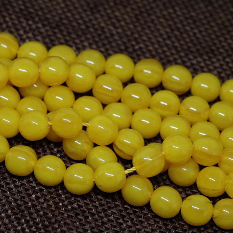 Beautiful yellow resin beeswax beeswax round 5mm 6mm 8mm 10mm spacers accessories loose beads hot sale jewelry making 15inch B36