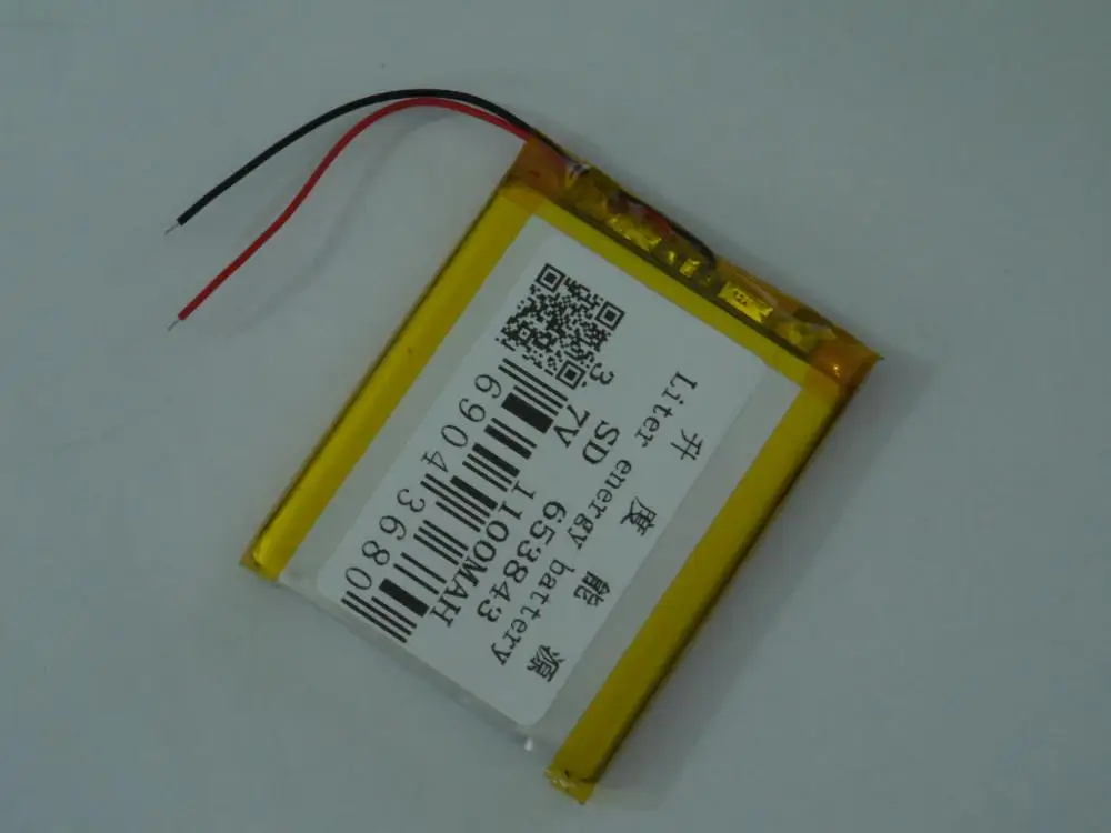 Полимерная литиевая батарея Заводская 653843 3,7 V 1100mah чистая кобальтовая кислота литиевая UL сертификация