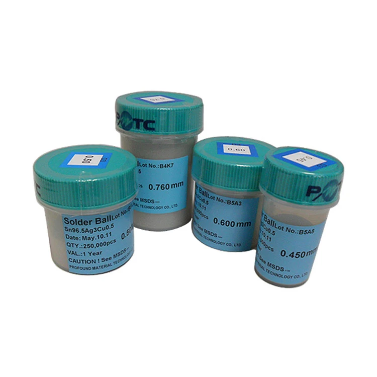 

Lead free 250K PMTC BGA Solder Ball 0.2 0.25 0.3 0.35 0.4 0.45 0.5 0.55 0.6mm BGA Reballing Ball for IC Chips PCB Welding Rework