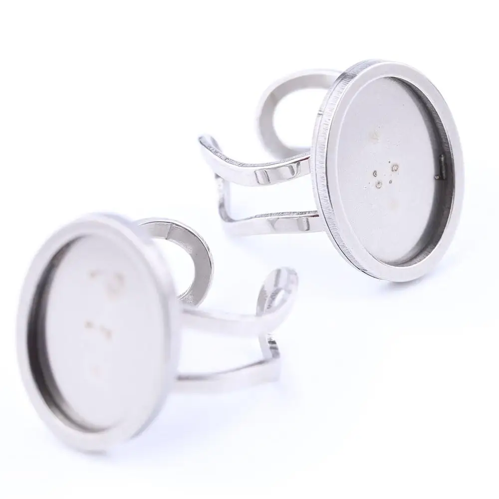 onwear 10pcs 13x18mm oval cameo cabochon ring base setting stainless steel blank ring bezel trays diy jewelry findings