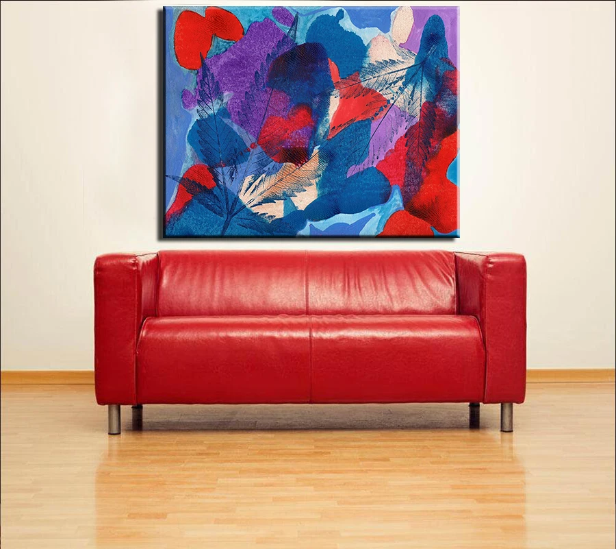 

Картина маслом с листьями и цветными элементами, Настенная картина с принтом для украшения дома, картина с лучшими идеями (без рамки)