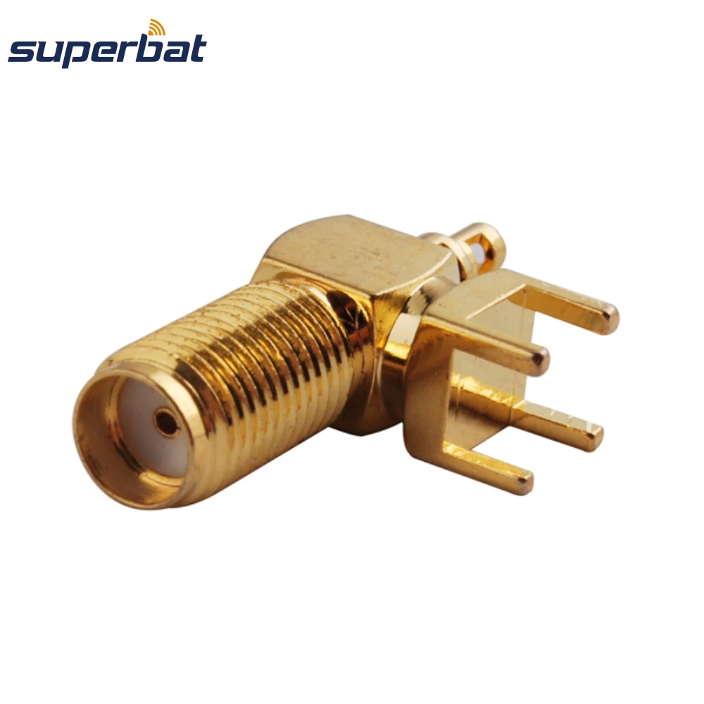 Superbat 10pcs SMA thru hole Female Bulkhead Right Angle PCB Mount & ST RF Connector for Cable1.13mm