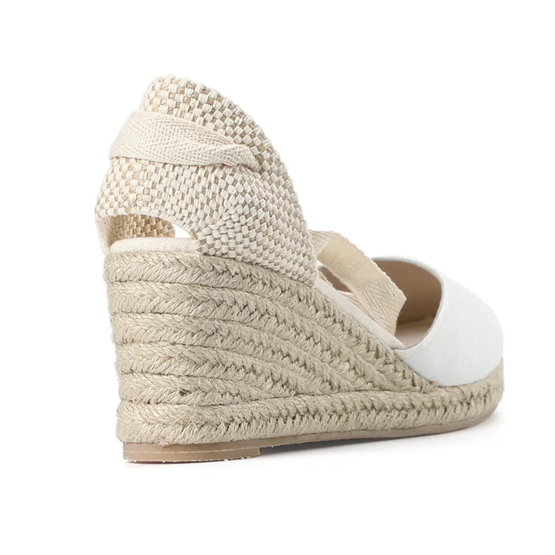 Espadrille Sandal 2021 Sandalias Mujer New 0-3cm Tienda Soludos Womens Wedge Sandals Cap Toe Concise Cotton Fabric {sandals}