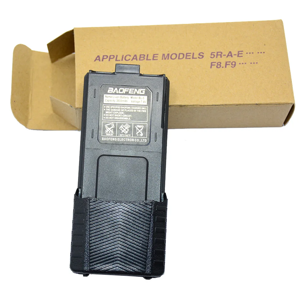 Baofeng Pofung UV-5R 라디오용 확장 리튬 이온 배터리, 블랙 BL-5L, 3800mAh, 7.4V