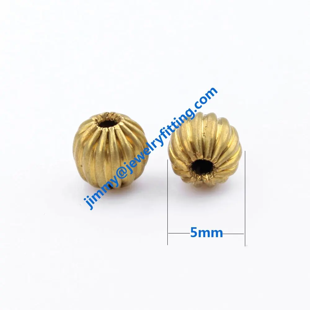 jewelry findings wholesale 6mm corrugate beads round shape raw brass beads DIY beads