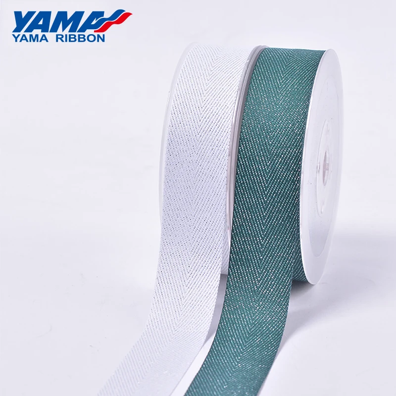 YAMA-Silver Purl Twill Ribbon, DIY Gifts, Wedding Decoration, 9mm, 16mm, 19mm, 25mm, 38mm, 50Yards per Roll, 3/8 