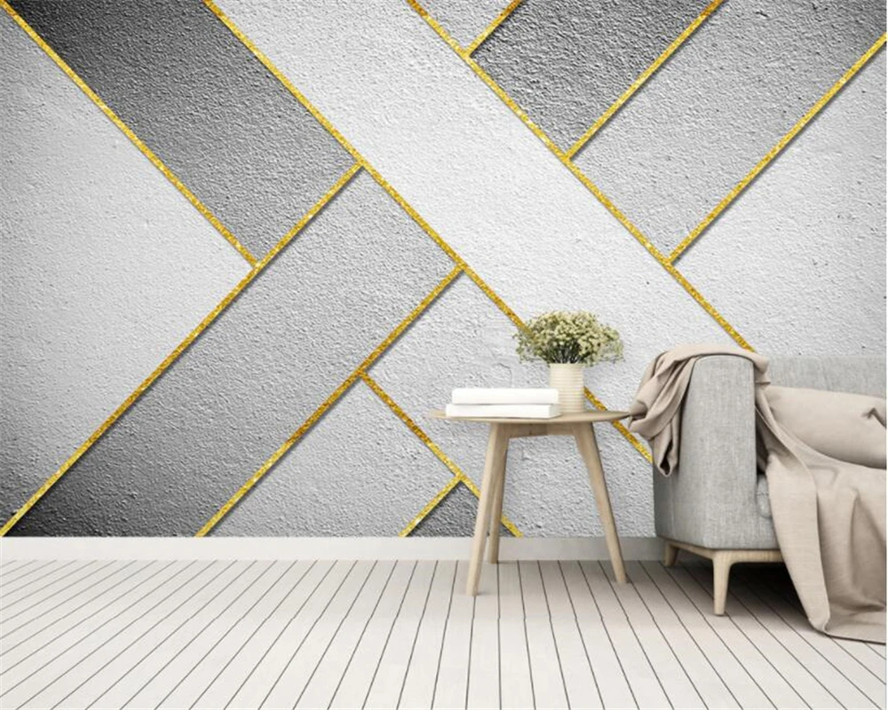 

beibehang Custom wallpaper mural Nordic high quality gold lines abstract geometric background wall decorative mural 3d wallpaper