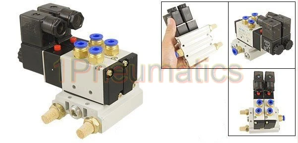 

Free Shipping 2 Valves Base 4V210-08 2 Position 5 Way 2 Solenoid Valve Connected Base Muffler