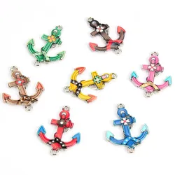 10pcs Enamel Anchor Connectors fit Bracelet Jewelry Making Handmade Findings Craft Mix colors 2.9*2.2cm