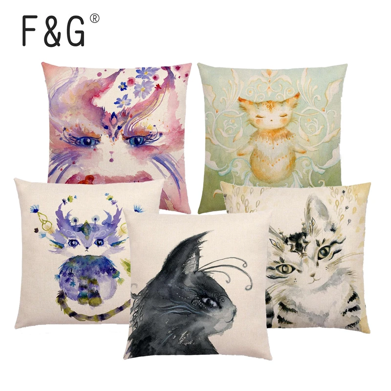 

Alice Magic Animal Cat Cute Ghost Kitten Cushion Linen-cotton Print Home Decoration Car Sofa Throw Pillow Cases