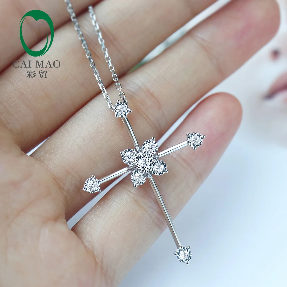 

Caimao New Design 0.19ct Natural Brilliant Cut Diamond 14kt White Gold Pendant for Party