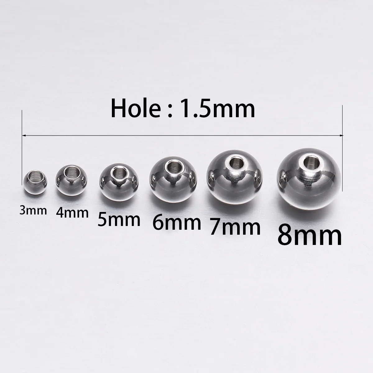 30-100pcs Round Seed Beads Stainless steel Loose Spacer Beads For Jewelry Making Bracelet Big Hole Beads Findings Supplies image 5