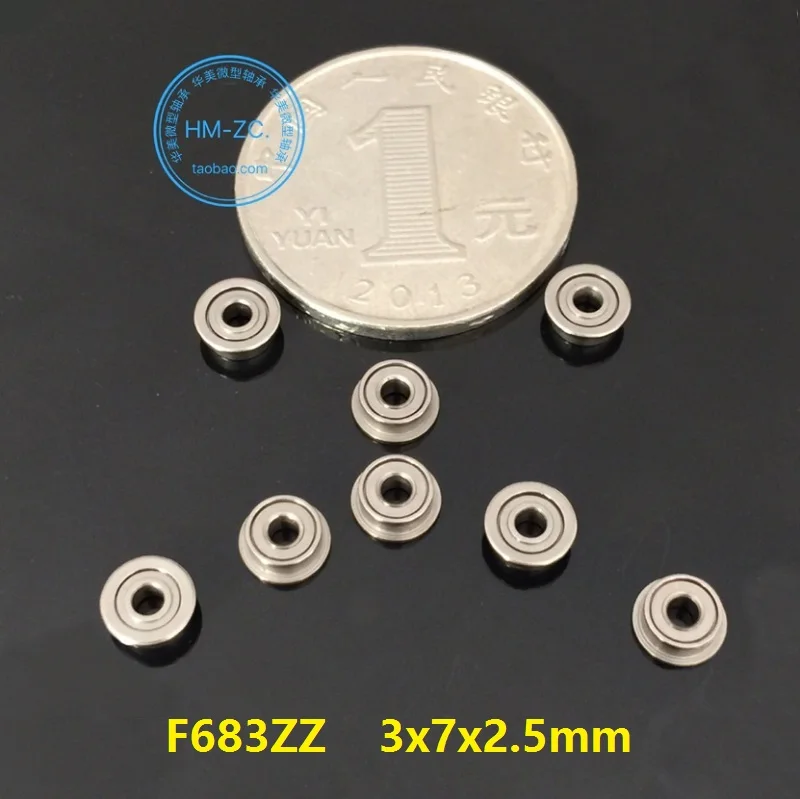 

50pcs/100pcs/500pcs F683ZZ F683Z F683 ZZ Z Full Ball (Without Cage) 3x7x2.5 mm flange Deep Groove Ball Bearing 3*7*2.5