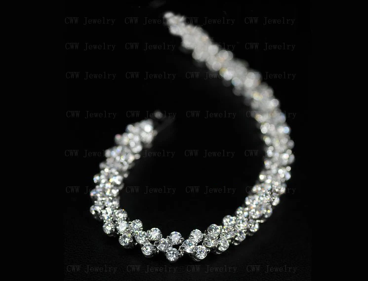 CWWZircons High Quality Rome Design 234 pcs Round White AAA+ Cubic Zirconia Stones Pave Chain Link Necklace CP007