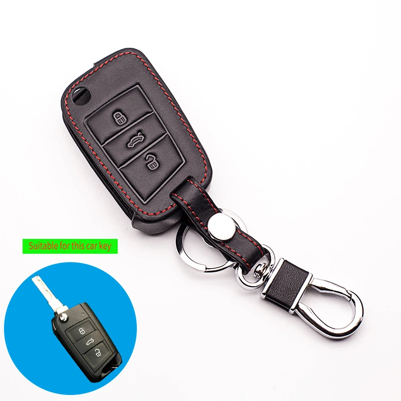 Classic Design Car Leather Key Cover Case Suitable for Volkswagen Golf Case 7 GTI MK7 POLO For Skoda Octavia A7 keys accessories