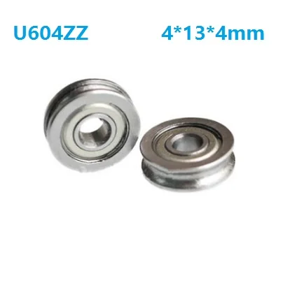 

100pcs/lot U604ZZ 604UU 4x13x4mm U deep groove ball bearing walking guide rail 4*13*4 mm 3d printer