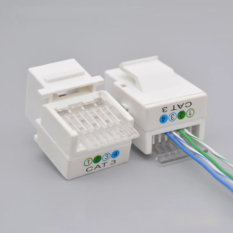 Keystone Connector CAT3 RJ11 Telephone Plug 4 Wires Insert Phones Jack Modular Socket For Phone Panel