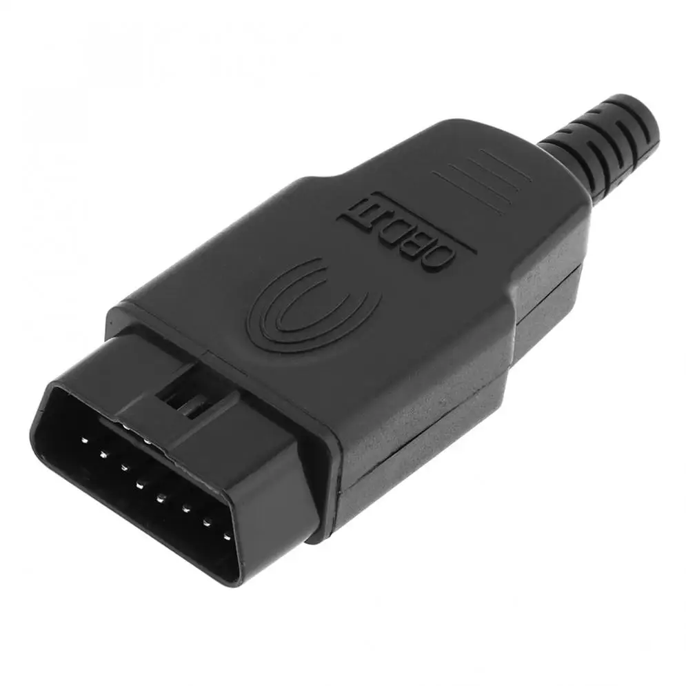 

OBD-II DIY 16Pin Plastic Male Extension Opening Cable Car Diagnostic Interface Connector PLug with SR Shell and Screw