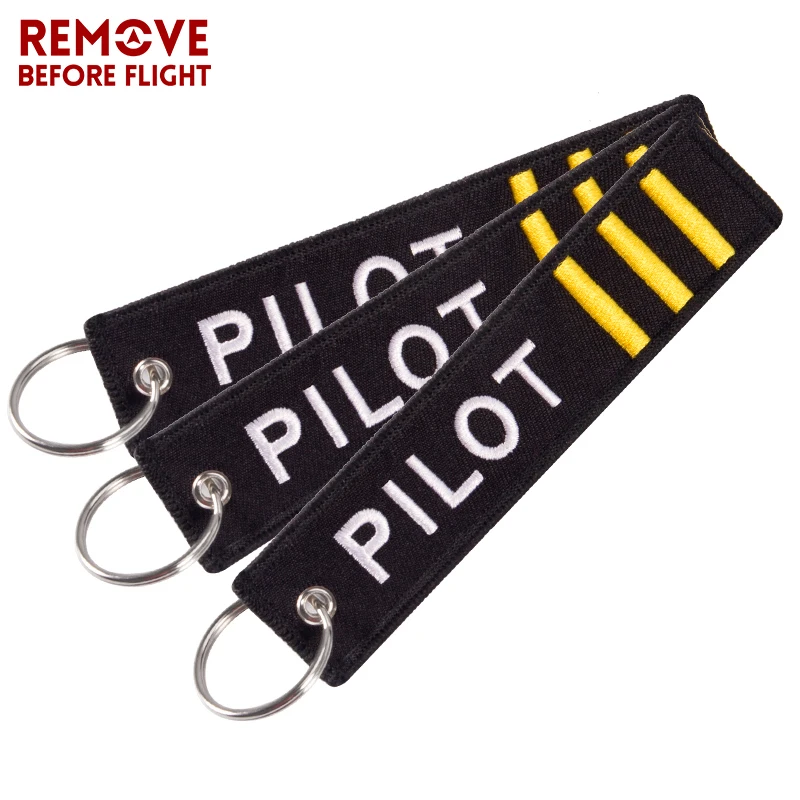 

REMOVE BEFORE FLIGHT Car keychain Embroidery Pilot Key Chain motorcycle Keyring for Aviation Gifts Luggage Tag 3PCS/LOT