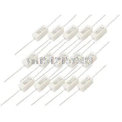 15 Pcs White Rectangle Axial Lead Cement Resistor 56K Ohm 5W