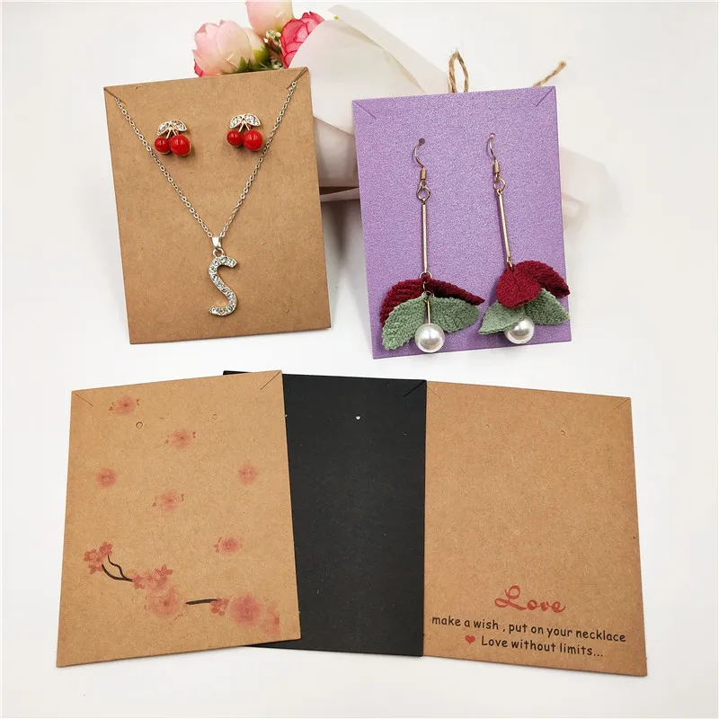 

200Pcs Handmade Kraft Paper Cardboard Necklace Long Stud Earring Displays Cards and Other Jewelry Accessories Packing Cards