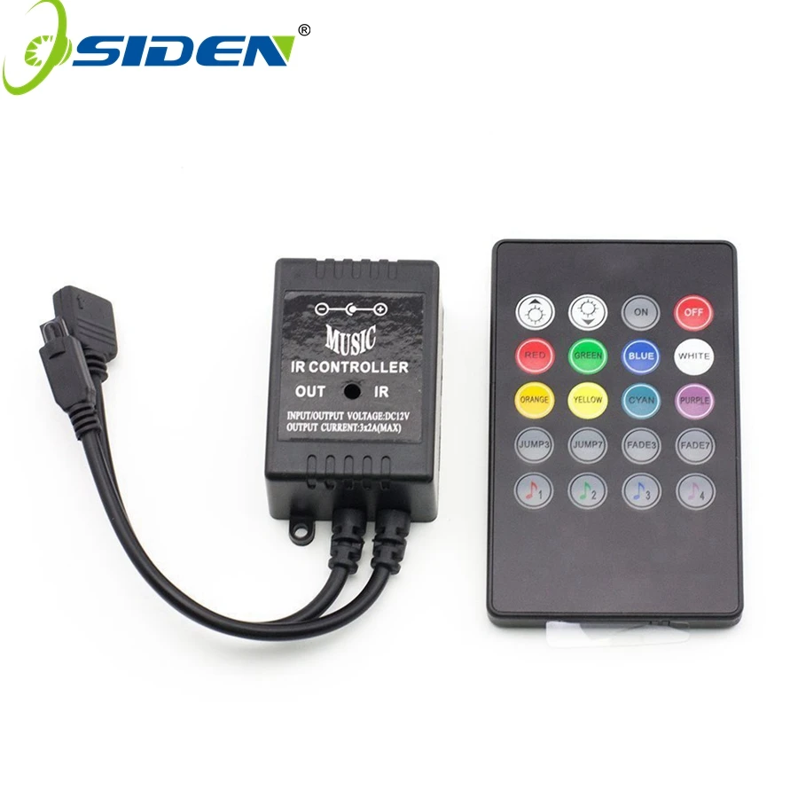 

50Ps Music IR Controller 12V 6A 24 Keys IR Remote Controller for 3528 5050 RGB LED Strip lights Controller By DHL With Battery